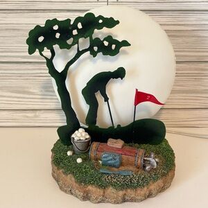 Vtg Silhouette Golfer Moon Lamp Blow Mold Resin Metal Night Light Electric 8”